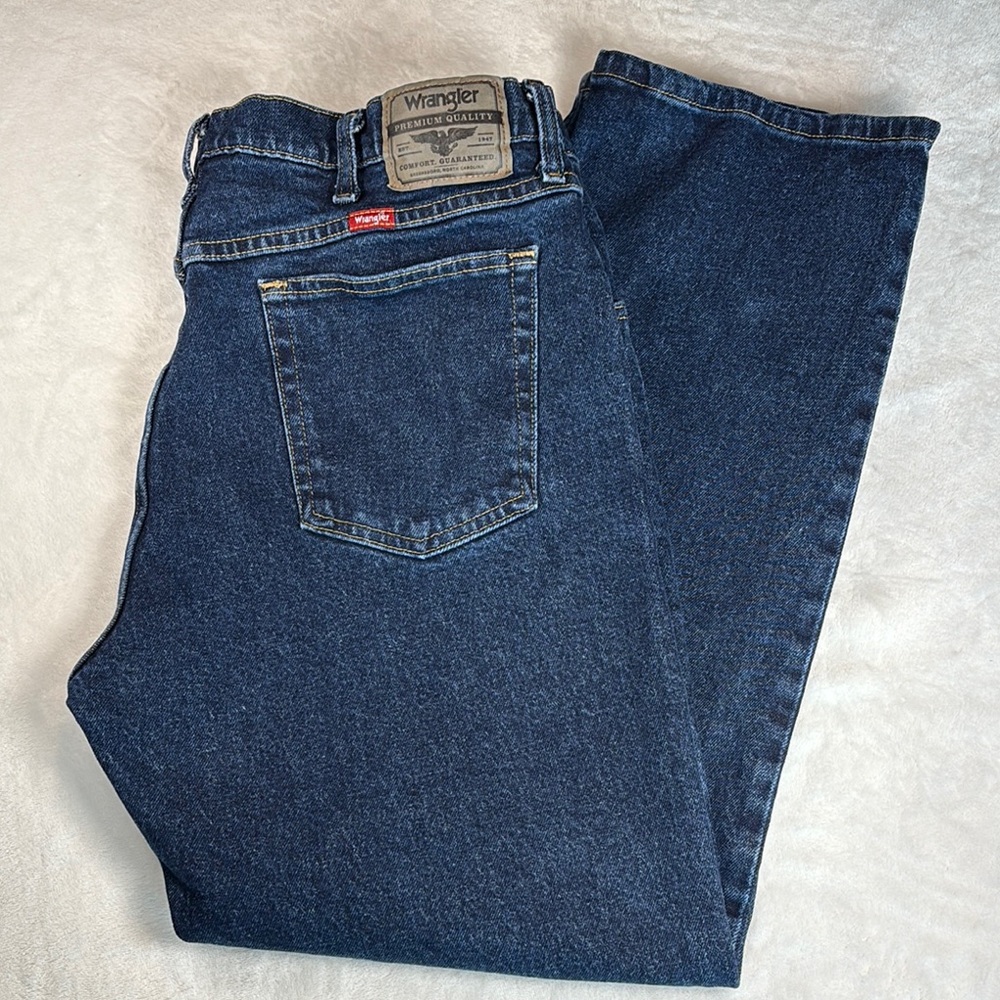Wrangler Dark Wash Straight Leg Jeans Mens 36x30